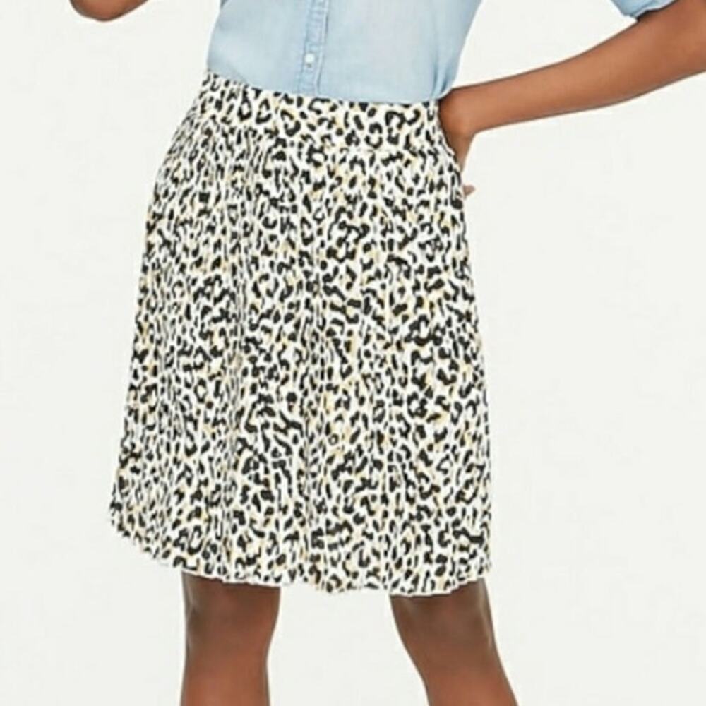 J. Crew factory leopard animal print pleated‎ mini skirt woman's size 0